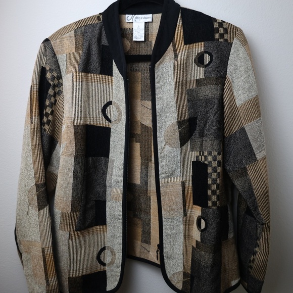 Dressbarn Geometric Tapestry Zip Jacket – Vintage Abstract Pattern Size L - Picture 1 of 8